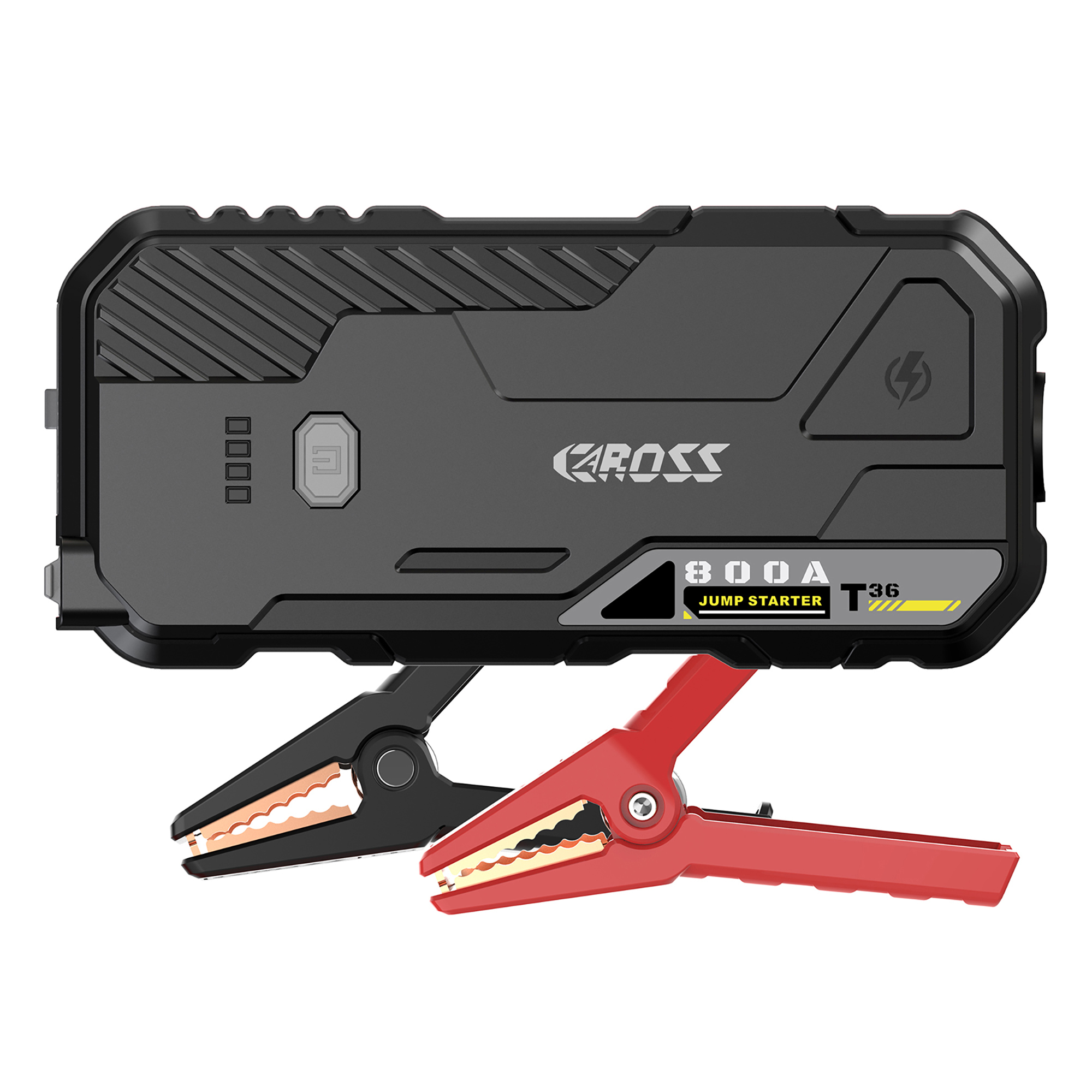 CAROSS T36 Portable Car Jump Starter and USB Power Bank with 800-Amp Peak, Advanced Protection Jumper Clamps, LED Light, and QC Fast Charger (Black)